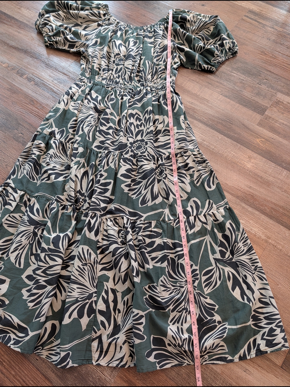 Velvet Raya Floral Print Silk Cotton Blend Puff Sleeve Voile Midi Dress Sz M - Picture 12 of 16